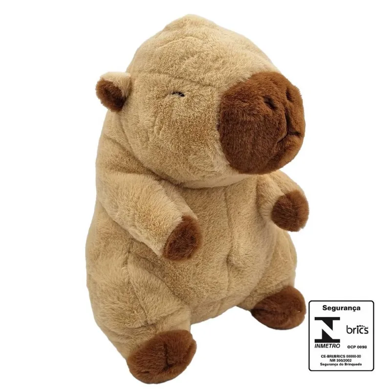 Capivara de Pelúcia 28cm em Poliéster Fizzy-Bege
