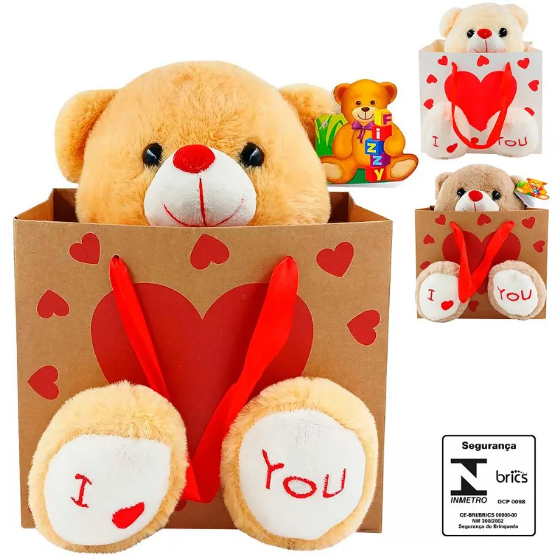 Urso de Pelúcia Amor 24cm em Poliéster Fizzy