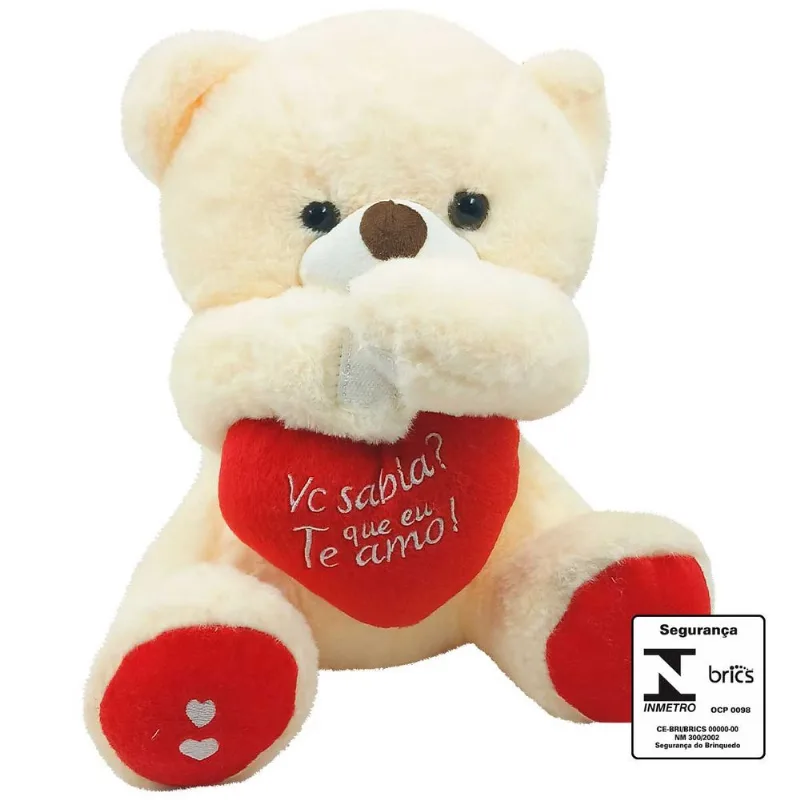 Urso de Pelúcia 13cm em Poliéster Fizzy-Creme