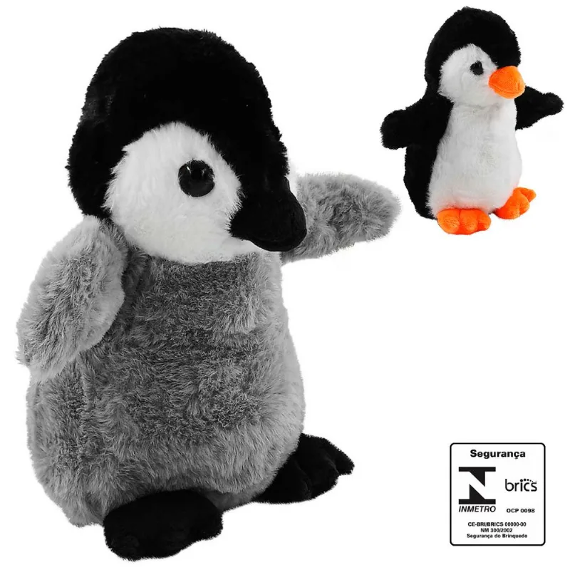 Pinguim de Pelúcia 20cm em Poliéster Fizzy