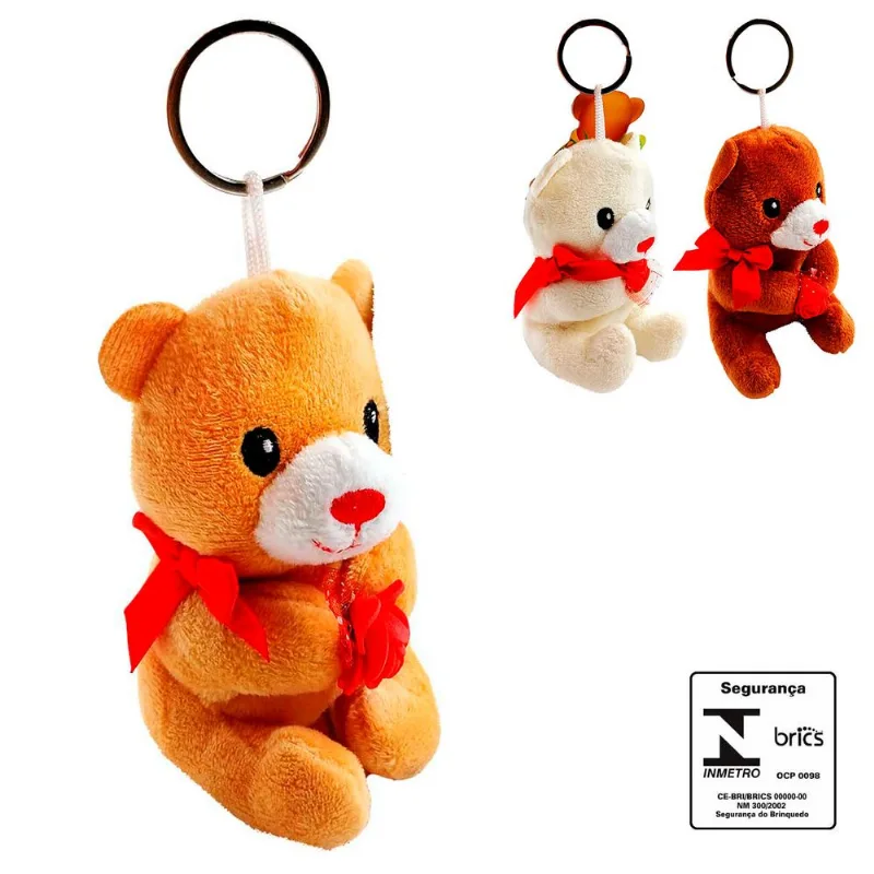 Chaveiro Urso de Pelúcia 11cm em Poliéster Fizzy