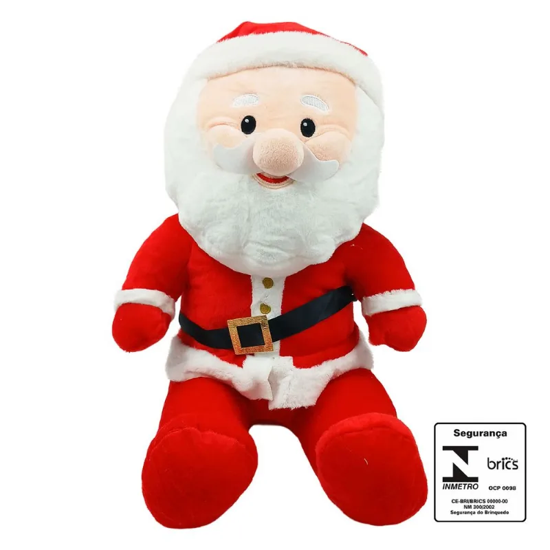 Papai Noel de Pelúcia Decorativo 36cm em Poliéster Fizzy