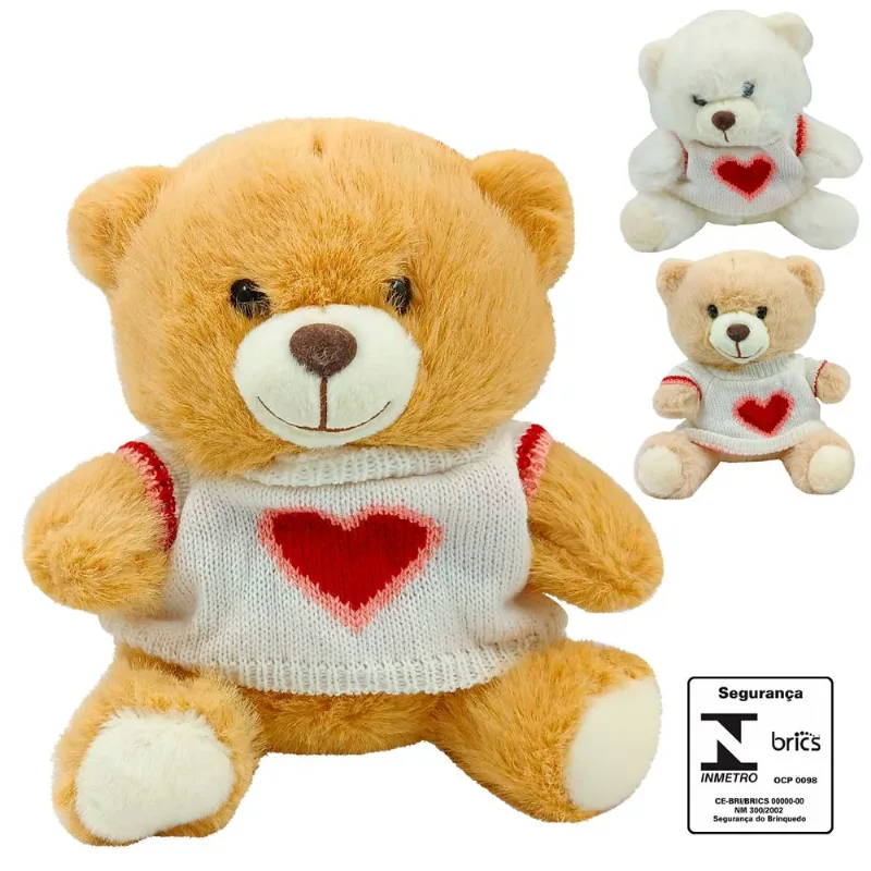 Urso De Pelúcia C/ Suéter 20cm em Poliéster Fizzy SORTIDOS