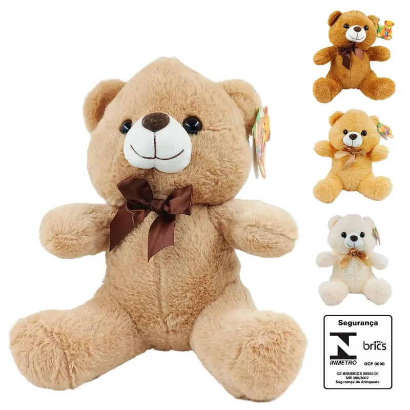 Urso de Pelúcia Laço 25cm em Poliéster Fizzy-Sortido
