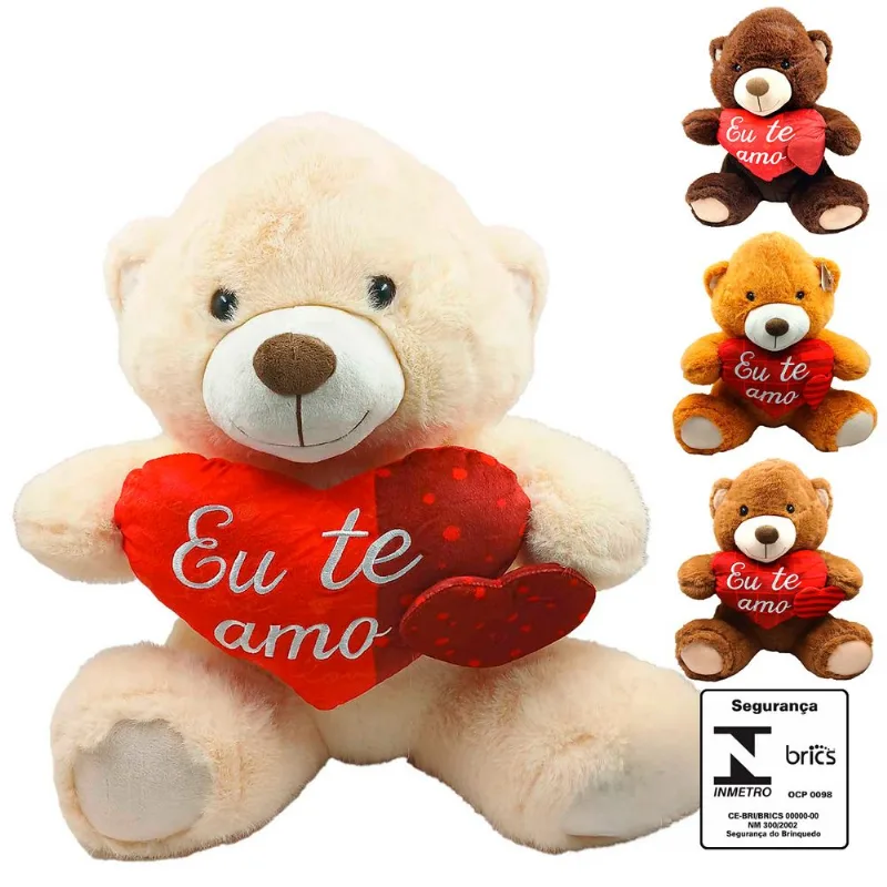 Urso de Pelúcia Coração 45cm em Poliéster Fizzy SORTIDOS