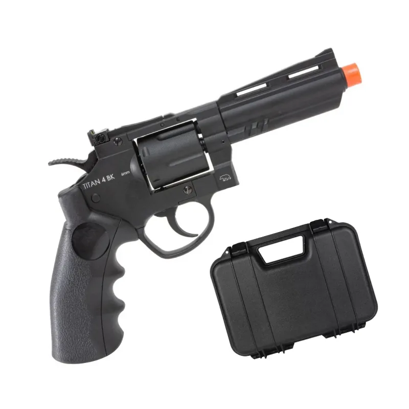 Revolver Airsoft Co2 Qgk Titan 4 Bk Full Metal C/ Maleta