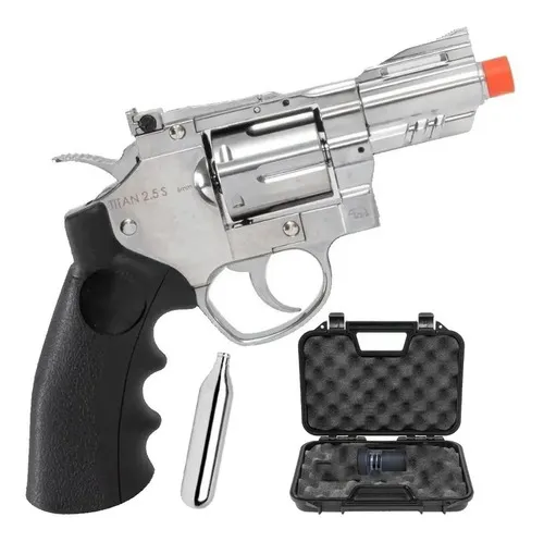 Revolver Airsoft Co2 Qgk Titan 2.5 - S Full Metal C/ Maleta