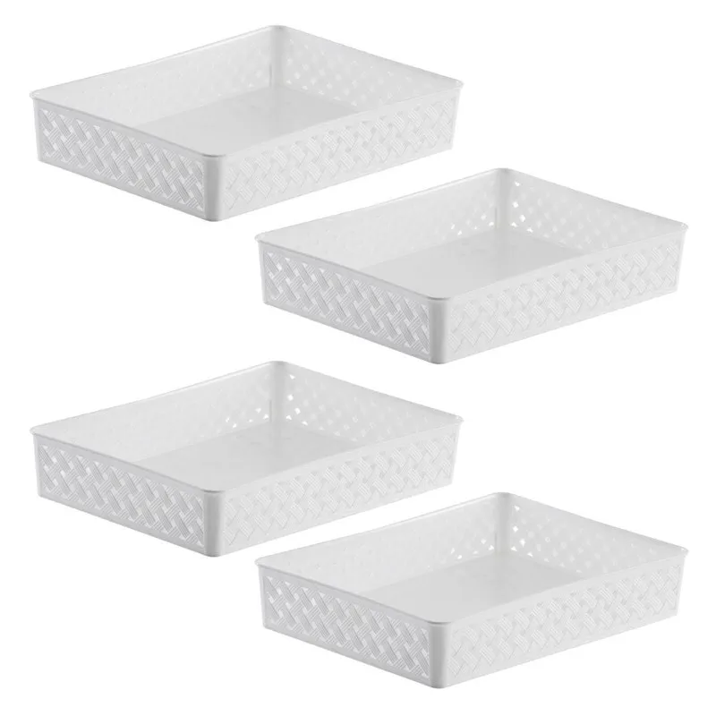 Kit 4 Cestos Organizadores Multiuso Rattan Tam. G Armário