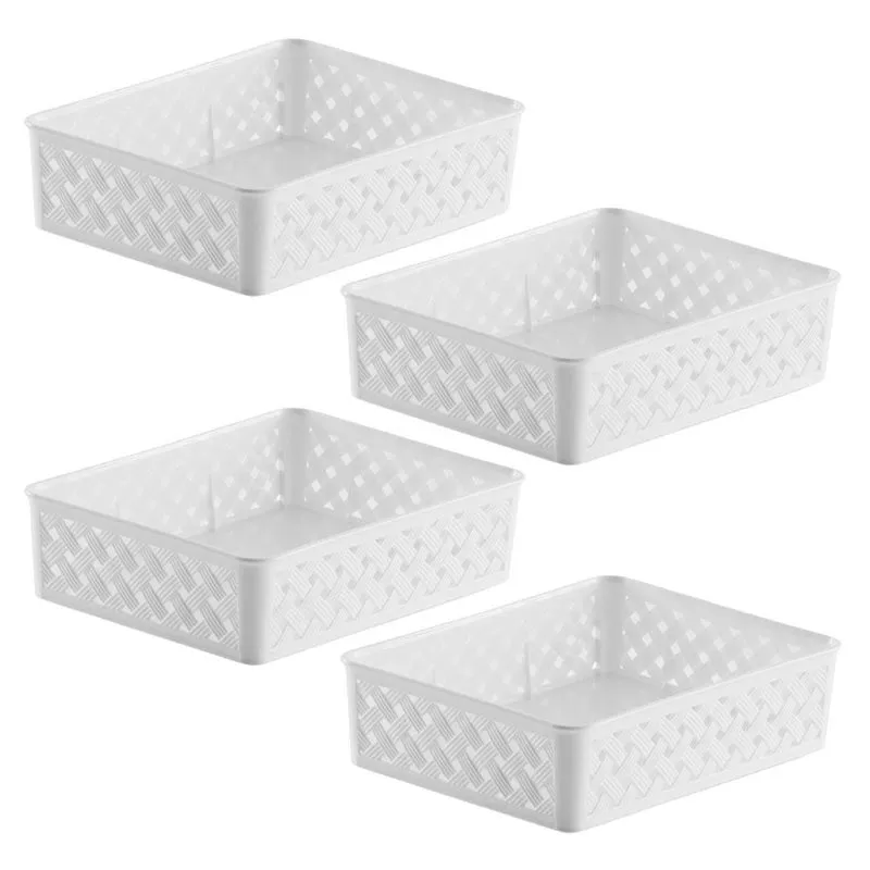 4 Cestas Organizadoras Rattan M Banheiro Gaveta Armário