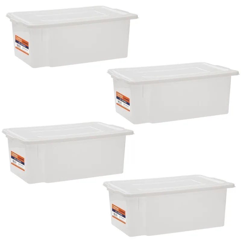Kit 4 Bandeja Plastica Camara Fria Açougue Com Tampa 25 Lts