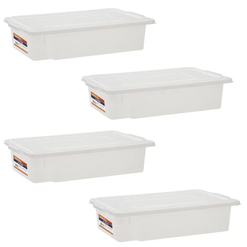 Kit 4 Bandejas Plastica Camara Fria Açougue Com Tampa 15 Lts