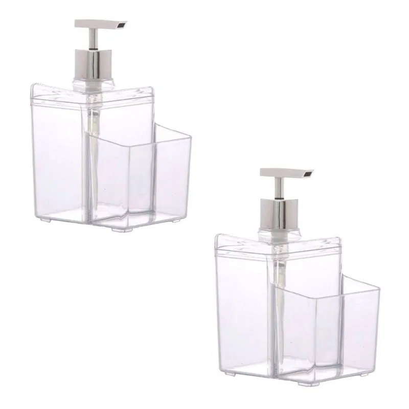 2 Dispenser Porta Detergente Bucha Esponja Pia Cozinha 570ml