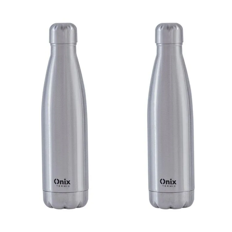 Kit 2 Garrafas Térmicas Parede Dupla Inox Água Café 500ml