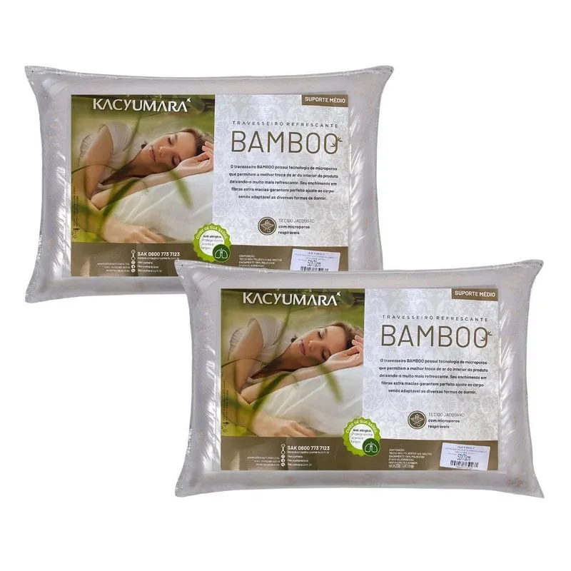 Kit 2 Travesseiros Bamboo Tecnologia De Microporos 50x70 Cm