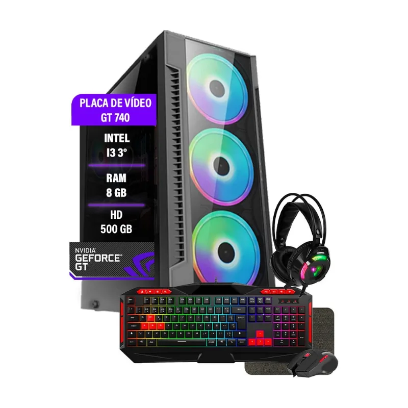 Pc Gamer Hércules Intel i3 gt 740 8GB Hd 500GB Wi-fi