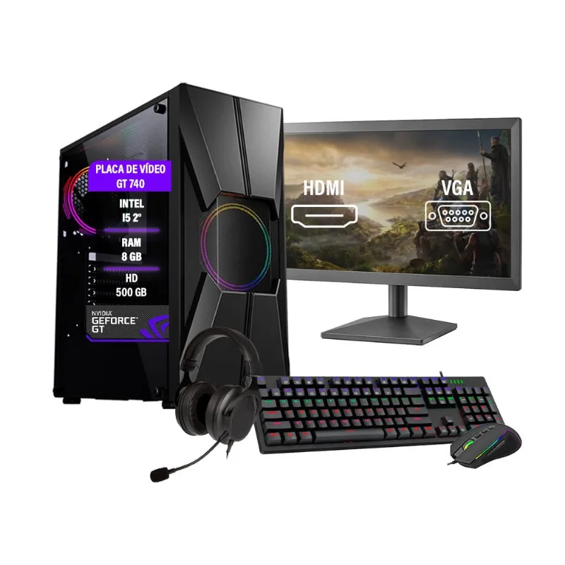 Pc Gamer Completo Aires gt 740 Memória 8GB Hd 500GB Wi-fi