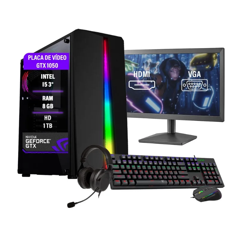 Pc Gamer Completo Maximus I5 gtx 1050 2GB 8GB Hd 1TB ssd 120GB