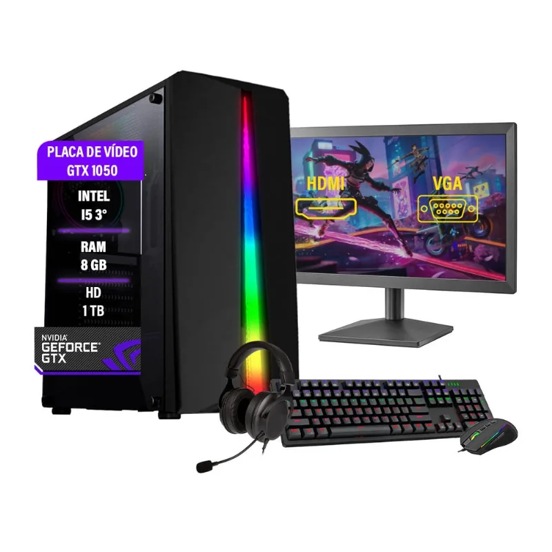 Pc Gamer Completo Maximus I5 gtx 1050TI 8GB Hd 1TB ssd 120GB