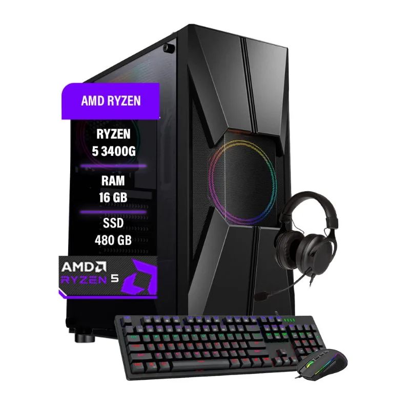 Pc Gamer Luxe Ryzen 5 16Gb DDR4 ssd 480GB fonte 650W