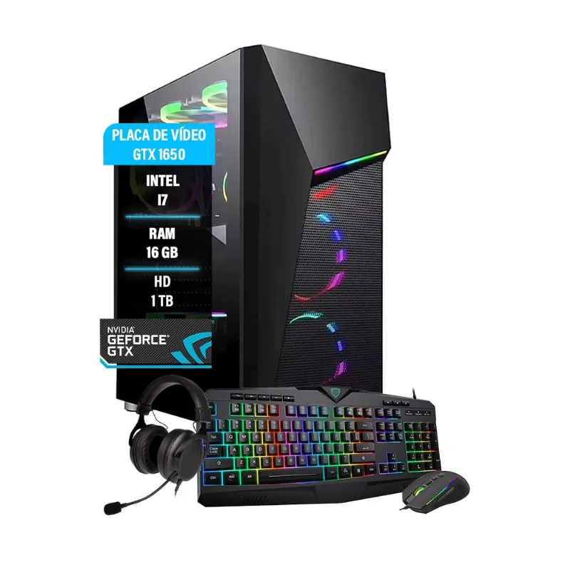 Pc Gamer Bravus Core i7 gtx 1650 16gb Hd 1tb ssd 120gb Wi-fi