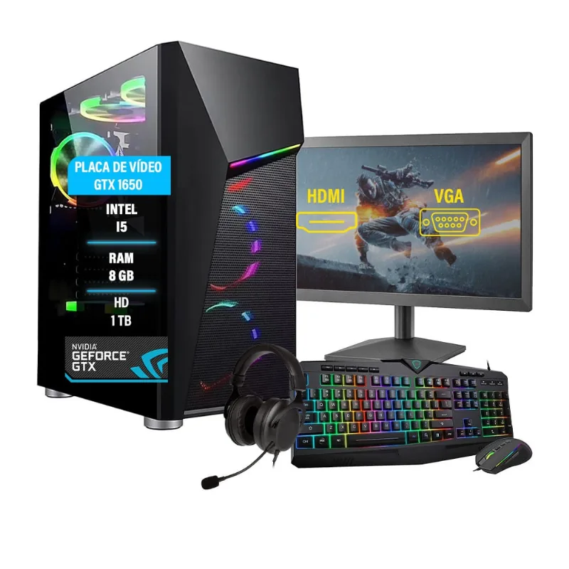 Pc Gamer Completo Ghost i5 6ºG gtx 1650 8Gb HD1Tb SSD240Gb
