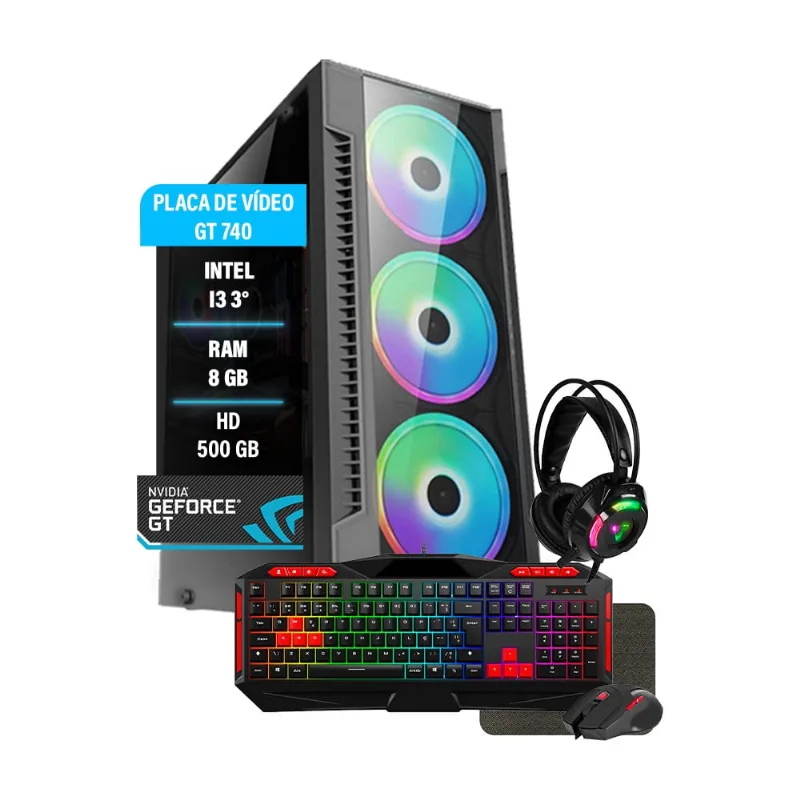 Pc Gamer Hércules Intel i3 gt 740 8GB Hd 500GB Wi-fi