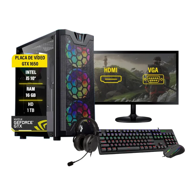Pc Gamer Completo i5 10400F 16Gb DDR4 gtx 1650 HD1TB ssd 480GB