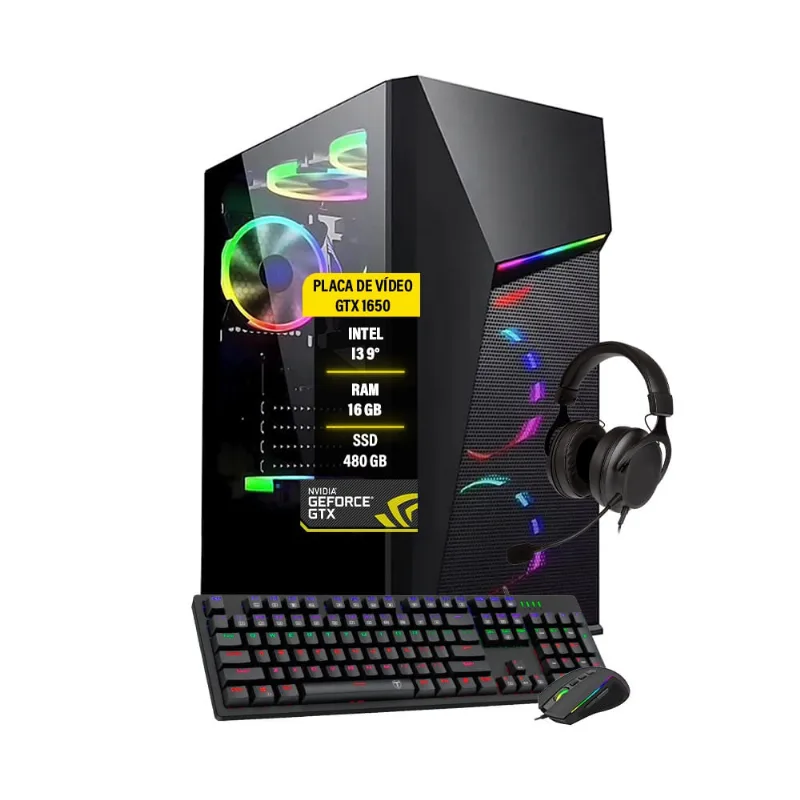 Pc Gamer I3 9100 16Gb DDR4 gtx 1650 ssd 480GB