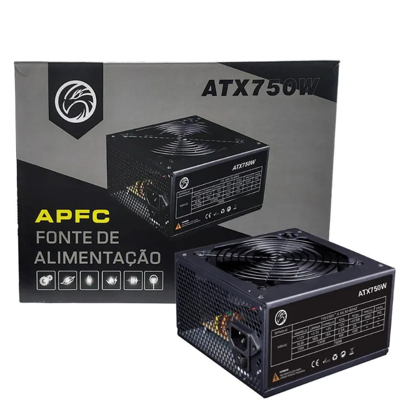 Fonte Atx 750W Brazilpc Bpc-S7400Apfc 24 Pinos Bivolt