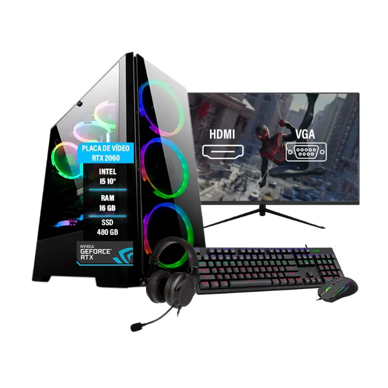 Pc gamer completo I5 10° rtx 2060 16GB ssd 480GB Monitor