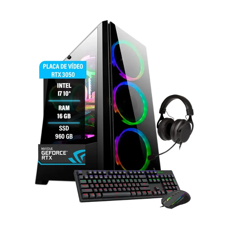 Pc gamer Intel Core i7 10° rtx 3050 8GB 16GB ram ssd 960GB