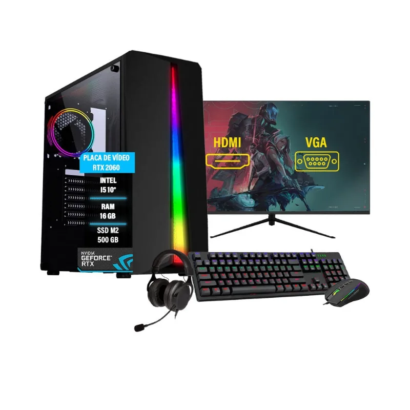 Pc Gamer Completo i5-10° rtx 2060 16GB ssd M.2 500GB Mon