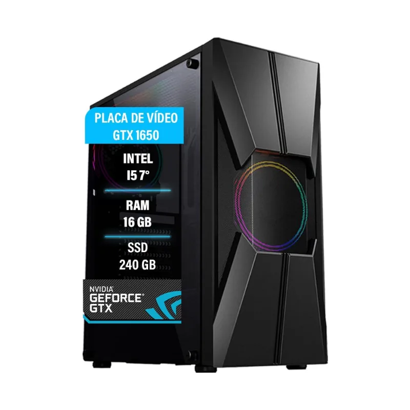 Pc Gamer i5 7° gtx 1650 Memória 16Gb ssd 240GB Fonte 600W