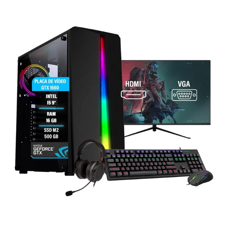 Pc gamer completo I5 GTX1660 16GB HD 1Tb ssd 480Gb