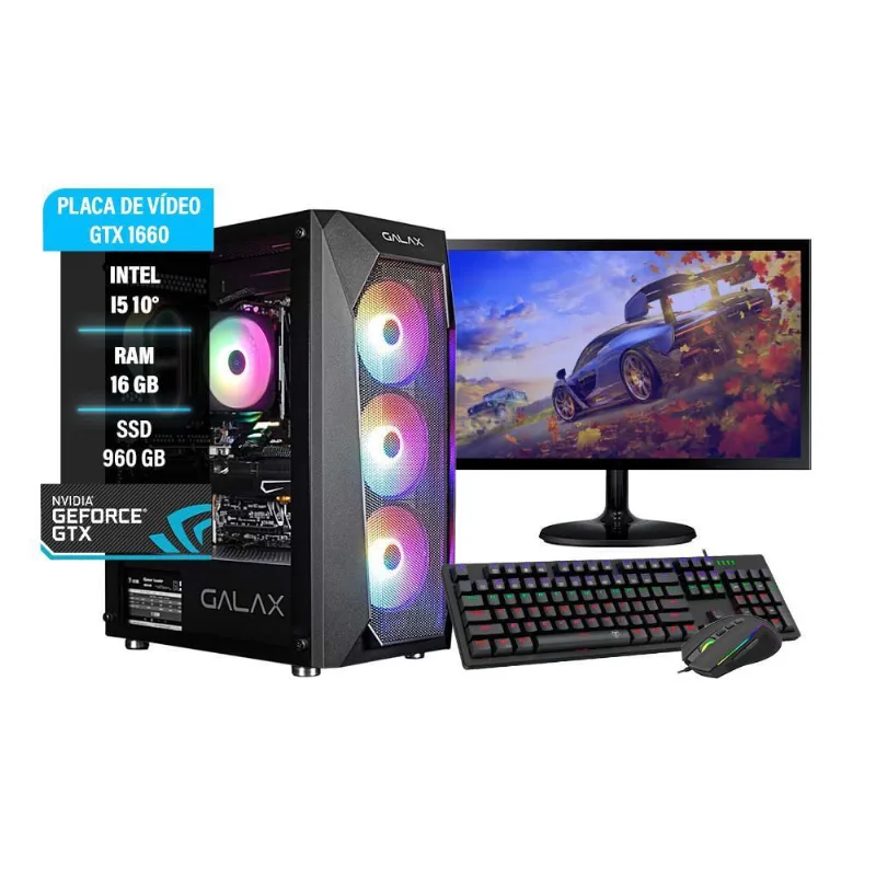 Pc Gamer I5 10º 16Gb Ssd 960 Gtx 1660 Completo + Monitor 32