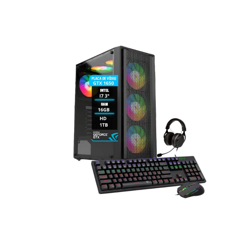 Pc Gamer Intel I7 Placa gtx 1650 Memoria 16GB HD1TB SSD120GB