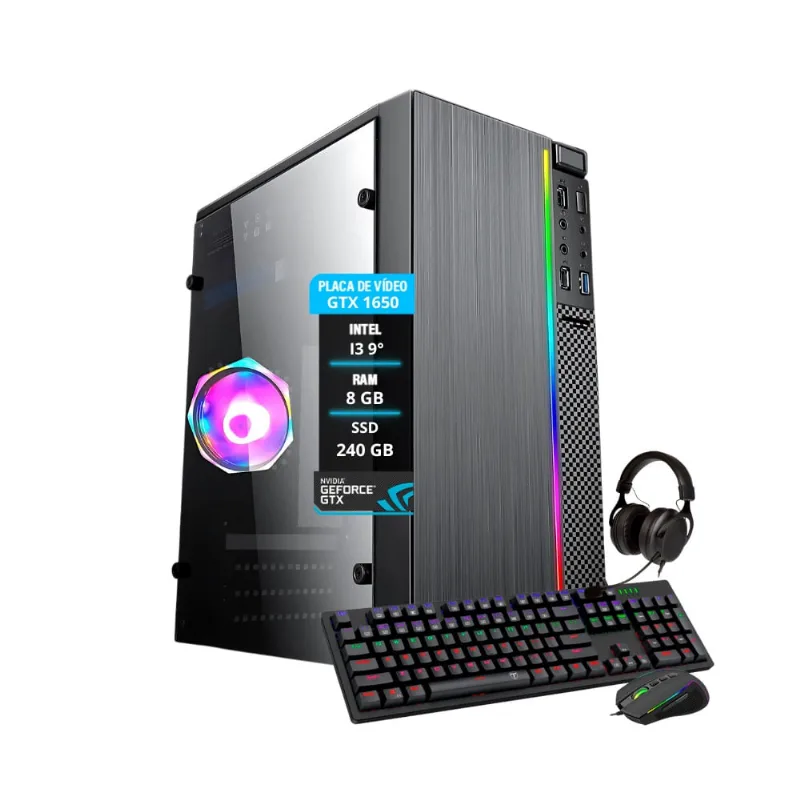 Pc Gamer Intel Core I3 9° Memória Ram 8Gb ssd 240GB gtx 1650