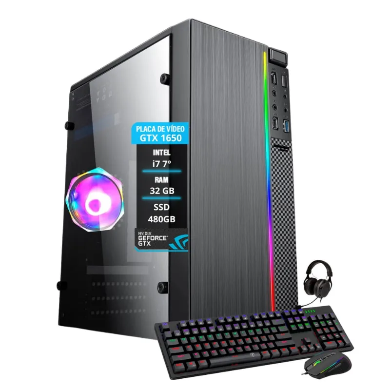 Pc Gamer Dante I7 7ºger. Gtx1650 32gb Ssd480gb teclado, mouse