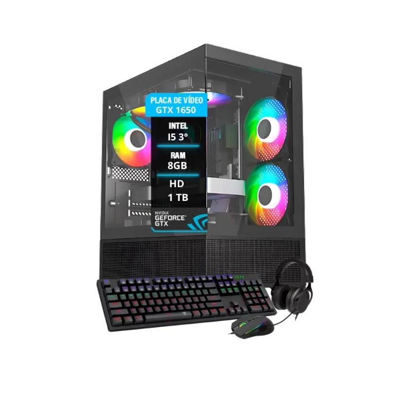 Computador pc Gamer I5 3° gtx 1650 8GB ram HD 1TB ssd 120GB