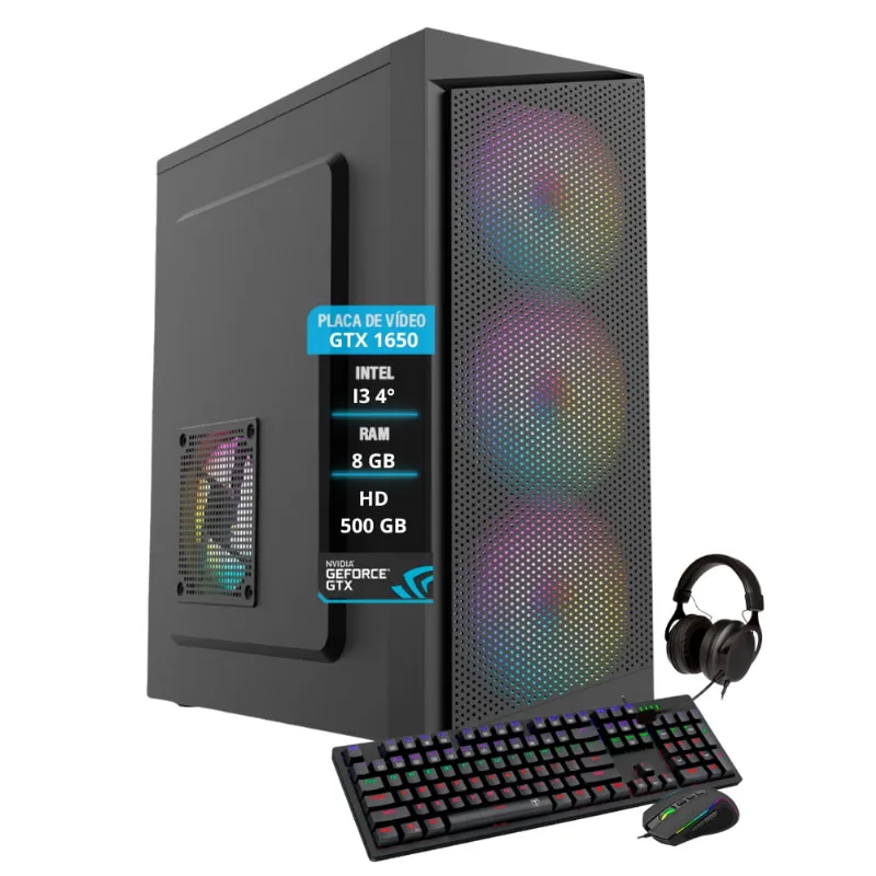 Computador pc Gamer I3 4° gtx 1650 8GB ram HD500GB SSD120GB