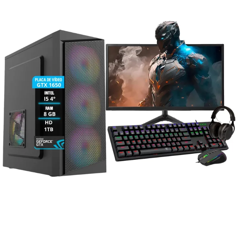 Pc Gamer Completo Intel i5 4º Geração gtx 1650 8GB Hd 1TB