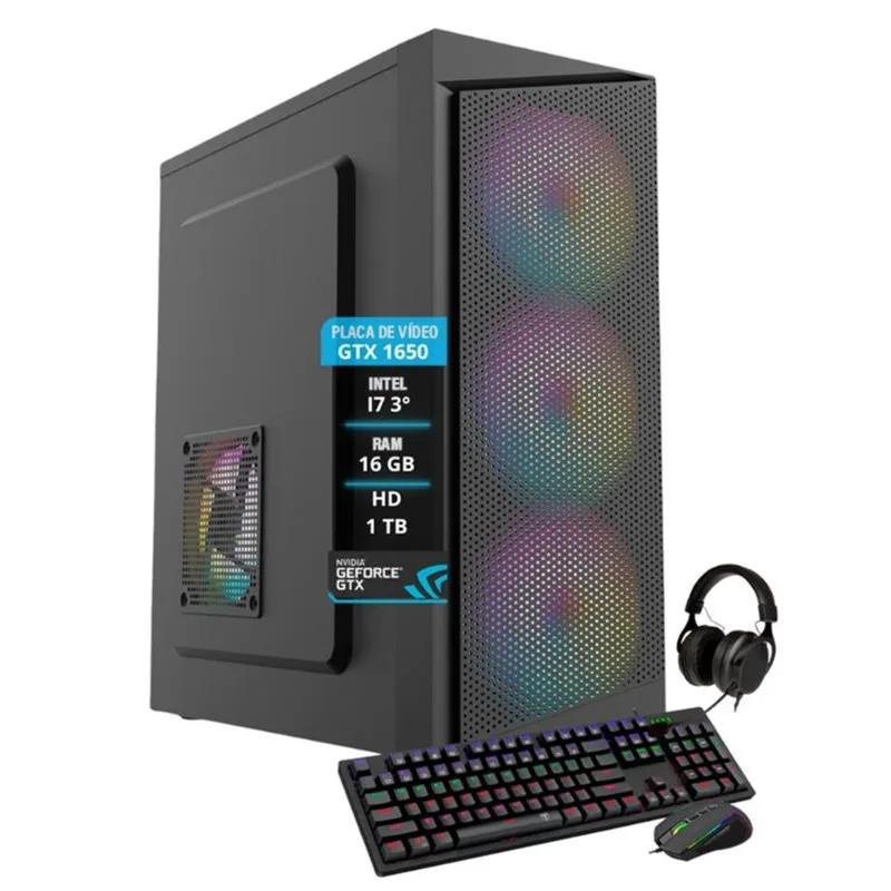 Pc Gamer Bravus Core i7 gtx 1650 16gb Hd 1tb ssd 120gb