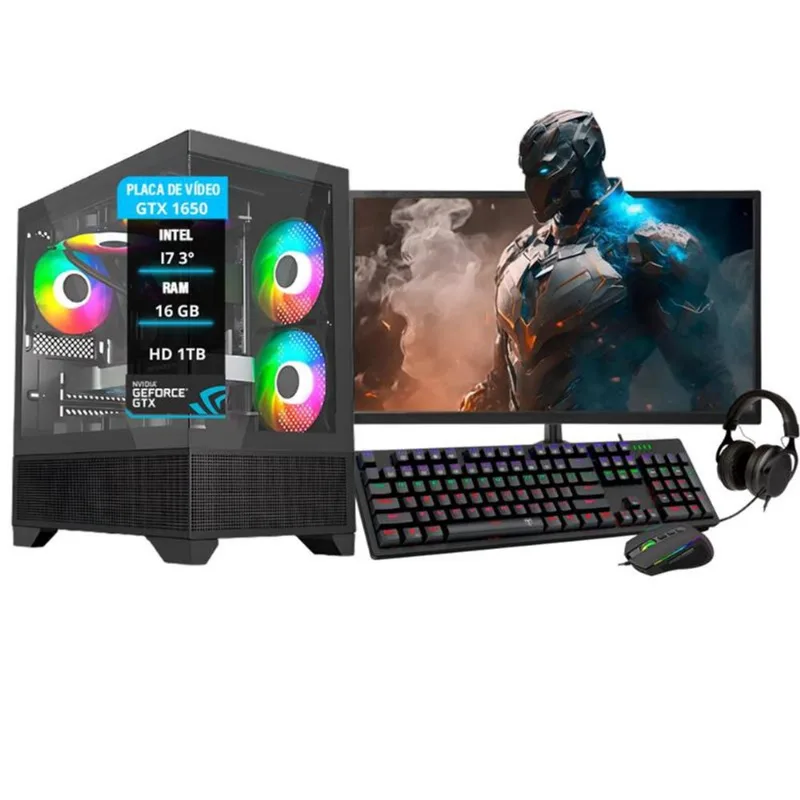 Pc Gamer Bravus Intel i7 gtx 1650 16GB Hd 1TB ssd 120GB