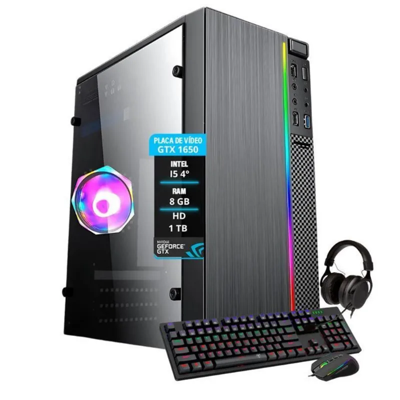 Pc Gamer Intel I5 4º Geração Gtx 1650 Mem. 8Gb Hd 1Tb