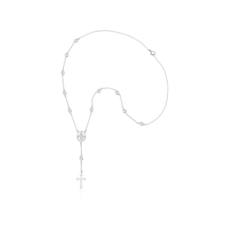 Terço de Prata Zircônia Branca 3MM