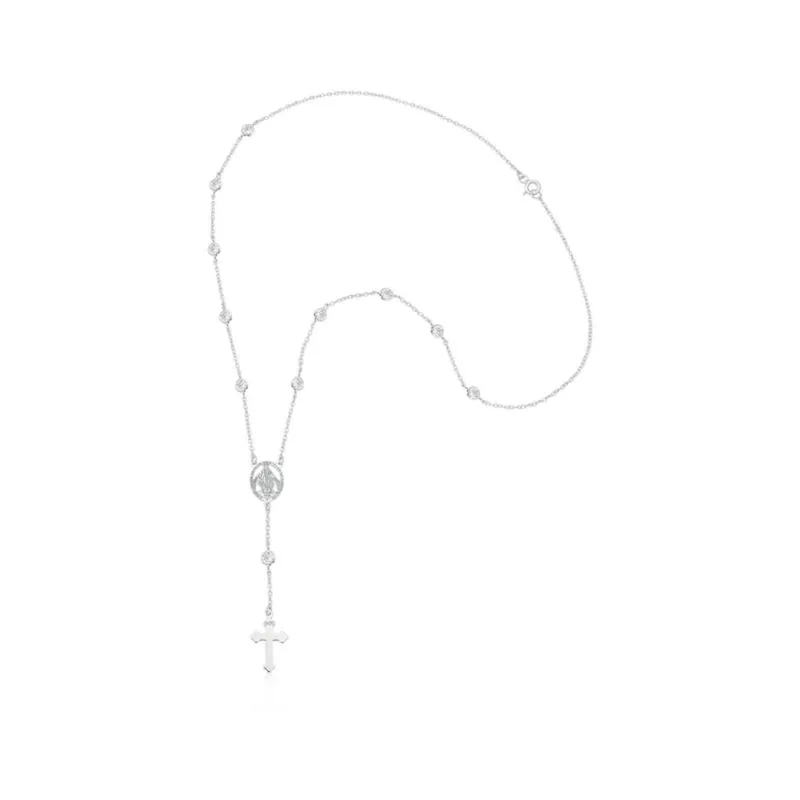 Terço de Prata Zircônia Branca 4MM