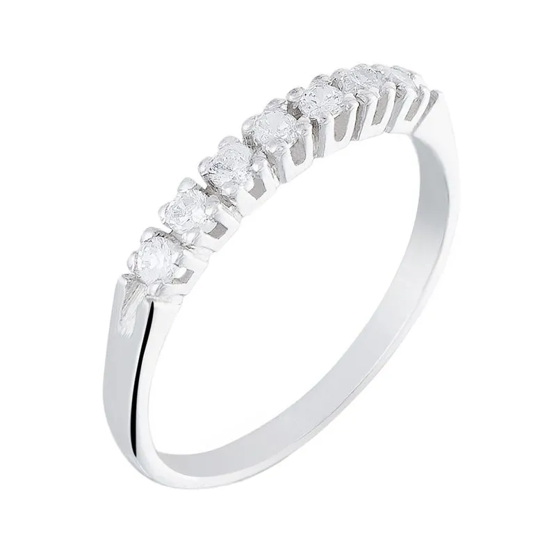 Meia Aliança de Prata Life Pavê Cristal