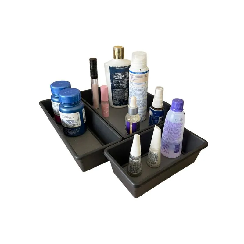 Kit Com 15 Organizadores De Gaveta Base Antiderrapante Preto Multiuso Separador Porta Treco Utensílios