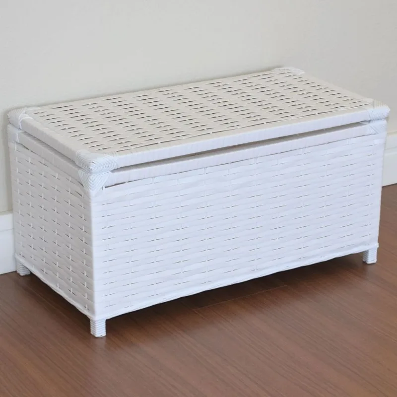 Baú Brinquedo Cesto Roupa Fibra Sintética 60x30x30 Branco