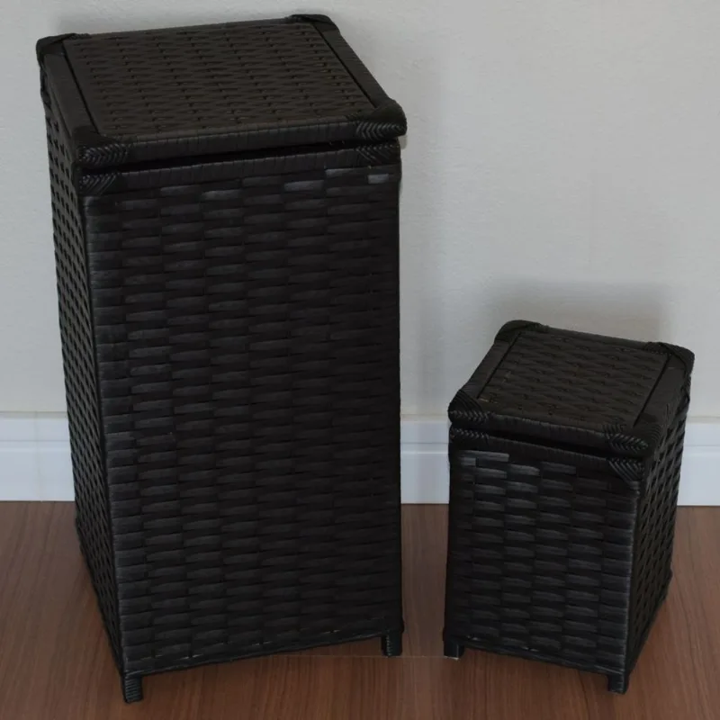 Kit Cesto Roupas 30x30x60 e Lixeira 20x20x30 Preto